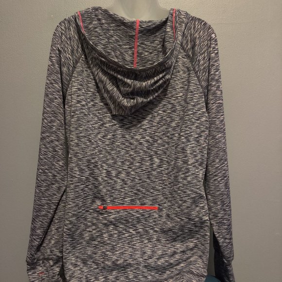 Black and White Athletic Long Sleeve Hooded Shirt - Picture 2 of 10